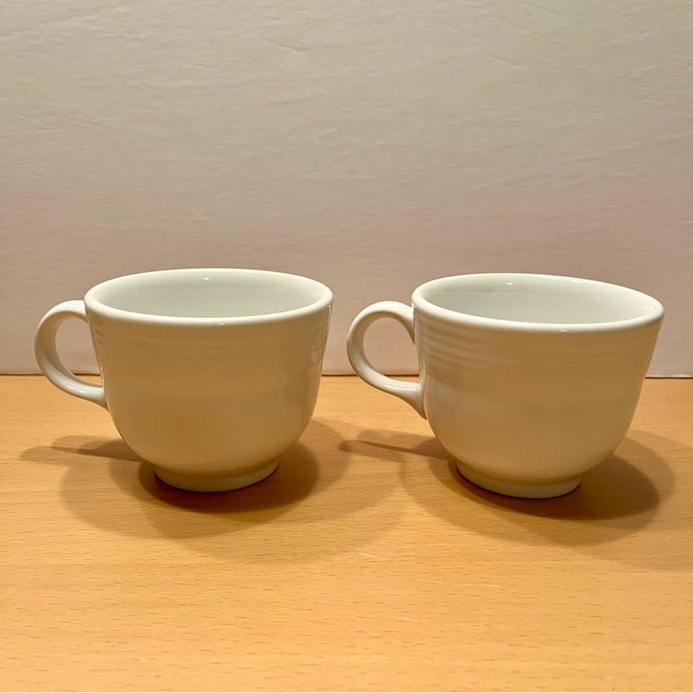 Homer Laughlin Fiestaware White Tea Cup Set of 2 Ceramic Cozy Classic Minimalist